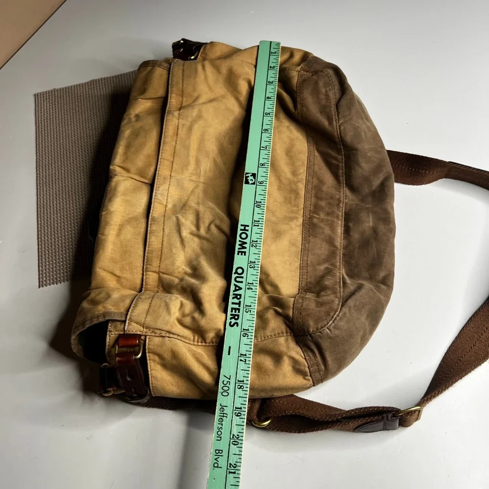 J.Crew Abingdon Messenger Bag Waxed Canvas Leather Field Satchel Laptop Bag